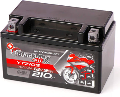 BlackMax YTZ10S Motorradbatterie GEL 12V 9Ah Akku GTZ10-S YTZ10-S-BS GEL12-10B-4 9Ah - 210A - YTZ10S