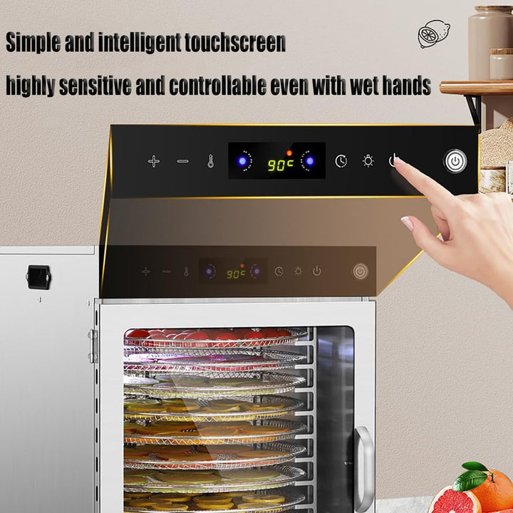 360°Drehfunktion Food dörrautomat (12 extragrosse Tablett) 800W Doppellüfter,24 Hour Digital Timer T