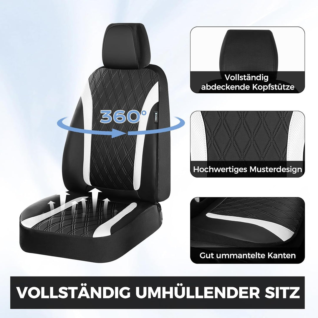 FLORICH Sitzbezüge Komplettset Vordersitzbezüge, PU Ledersitzbezüge für Autos, Wasserdichter Atmungs