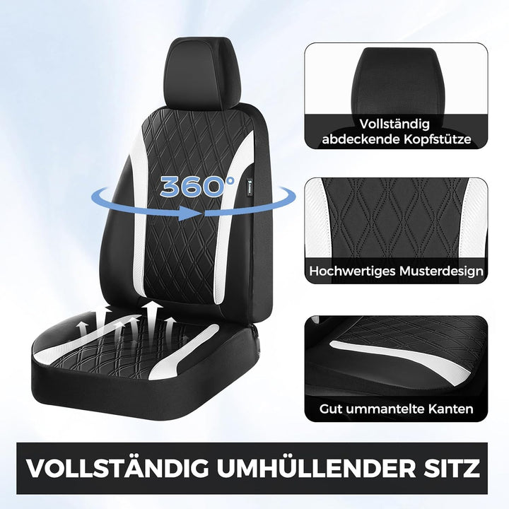 FLORICH Sitzbezüge Komplettset Vordersitzbezüge, PU Ledersitzbezüge für Autos, Wasserdichter Atmungs