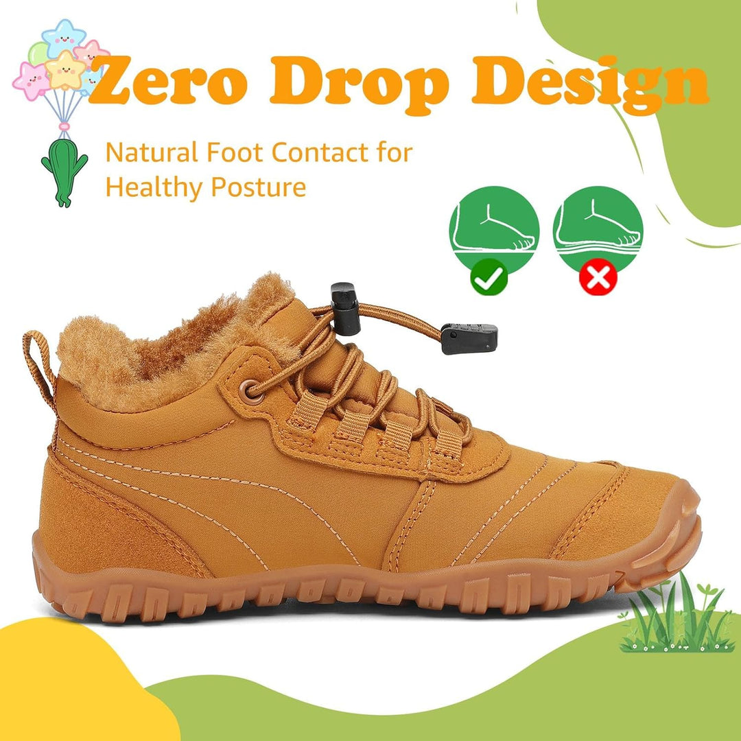 SAGUARO Kinder Winter Barfussschuhe Winterschuhe Warme Gefüttert Wanderschuhe Leicht rutschfest Wint
