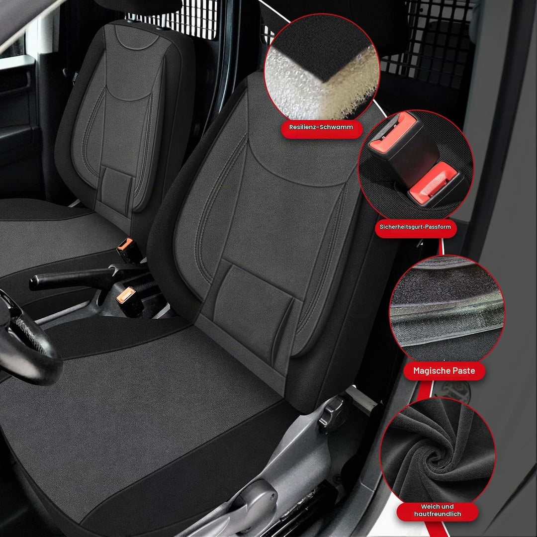 Sitzbezüge Auto für 2011-2021 VW Caddy 4, Autositzbezüge Auto-Sitzschoner Schonbezüge Sitzauflagen S