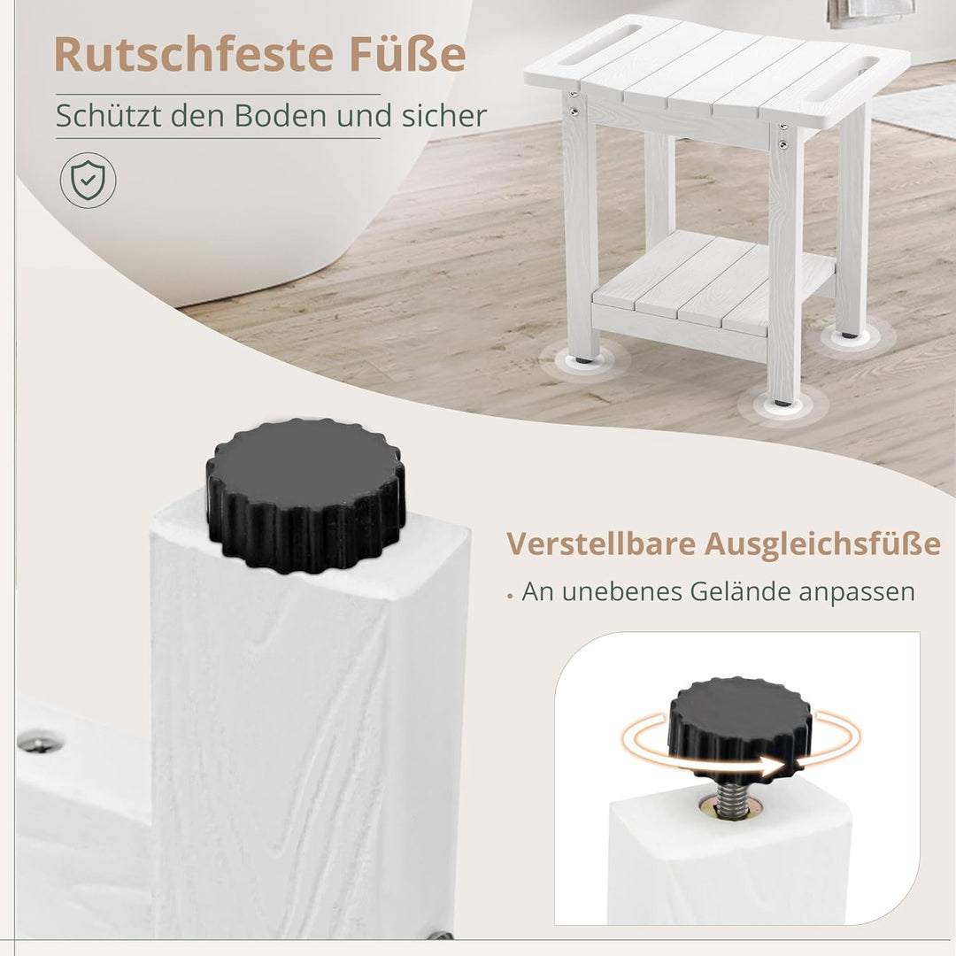 LUE BONA HDPS Duschbänke, Duschhocker zum Rasieren der Beine mit Ablage, wasserdichter Badstuhlsitz