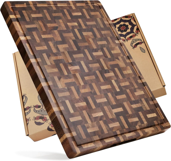 YOUSUNLONG Schneidebrett XXL Gross Akazienholz gemischt mit Eiche - 61x46x3.8 cm - Reversible Metzge