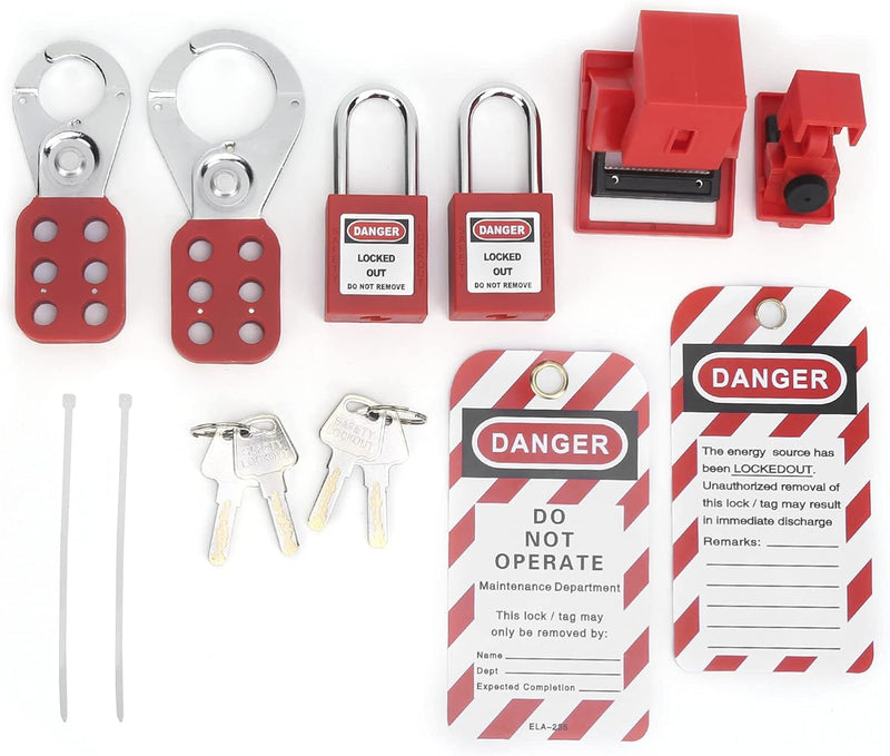 15Pcs Lockout Tagout Kit Sicherheits-Lockout-Vorhängeschlösser Loto Hasps Elektrische Sicherheit Too