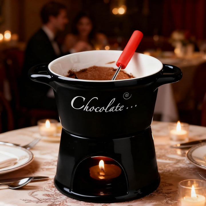 Aakluk Schokoladenfondue Set | Tragbares Keramik-Schokoladen-Hot-Pot-Becher-Set Mit Gabeln | Multifu