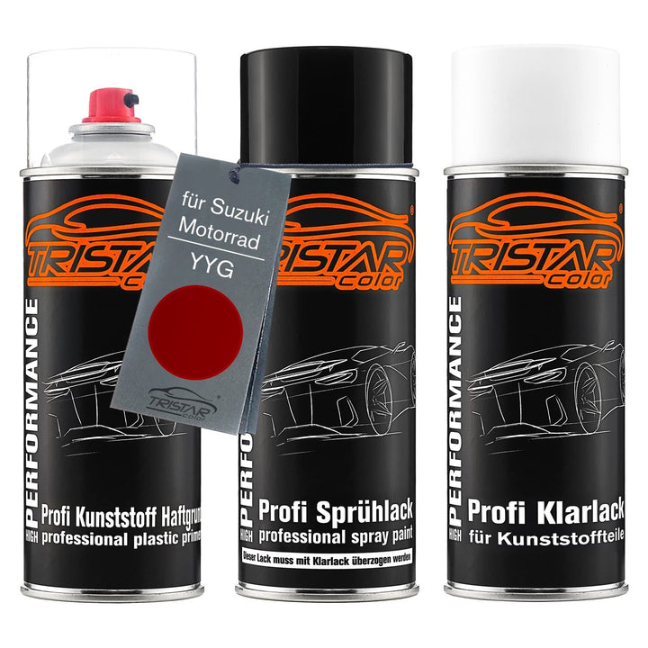 TRISTARcolor Motorradlack Spraydosen Set für Kunststoff Stossstange für Suzuki Motorrad YYG Daring R