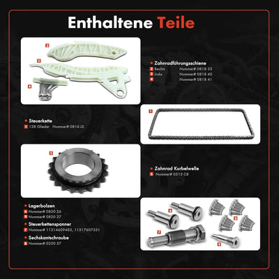 Frankberg Steuerkettensatz Kompatibel mit 1er F20 Berlingo B9 C3 II SC C4 LA C5 III RD DS3 DS4 DS5 M