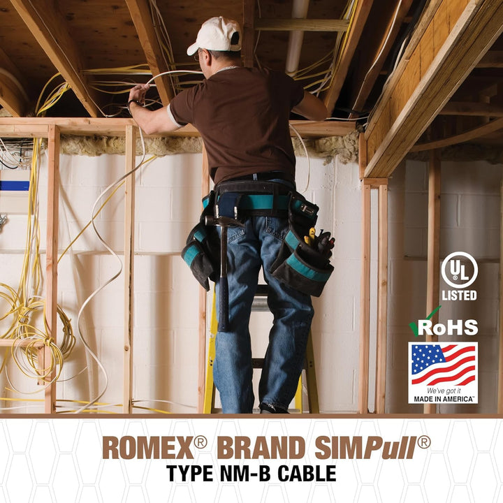 Southwire 28827423 100' 14/2 mit Erdung Romex Marke SIMpull Wohnzimmer Indoor Elektrodraht Typ NM-B,