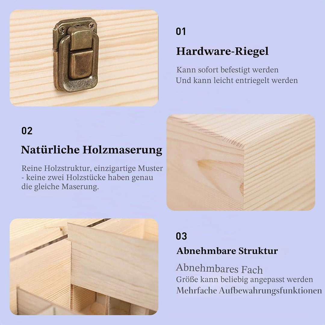 Ätherische Öle Aufbewahrung, Box für Ätherische Öle, 25 Löcher Ätherisches Öl Box Aus Holz, mit Kost