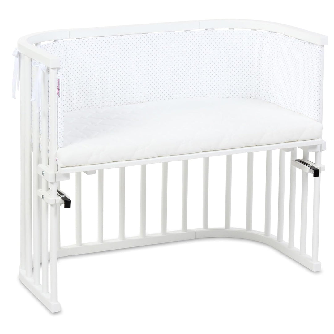 babybay Nestchen Piqué passend für Modell Boxspring XXL, weiss Punkte perlgrau