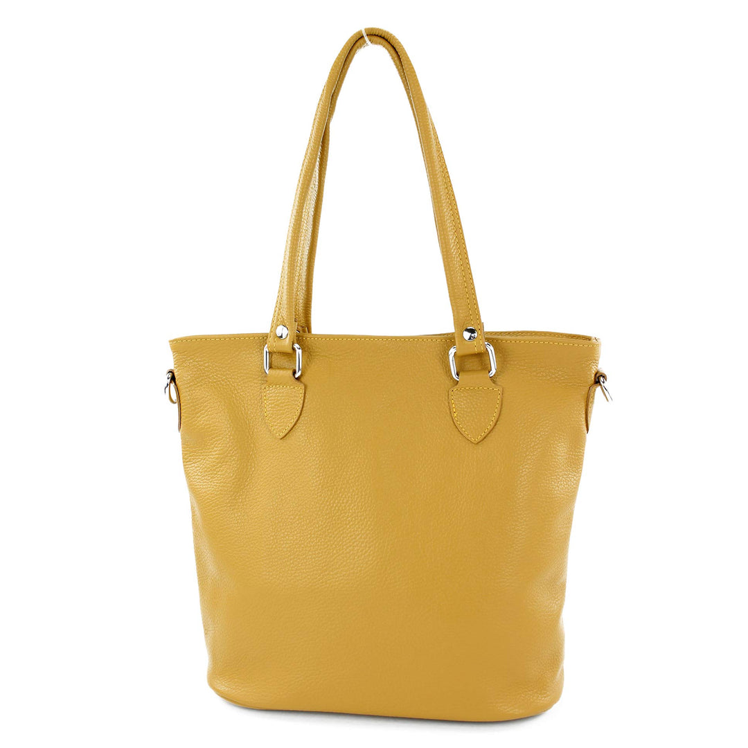 modamoda de - T215 - Italienische Ledertasche Shopper Large Senfgelb, Senfgelb