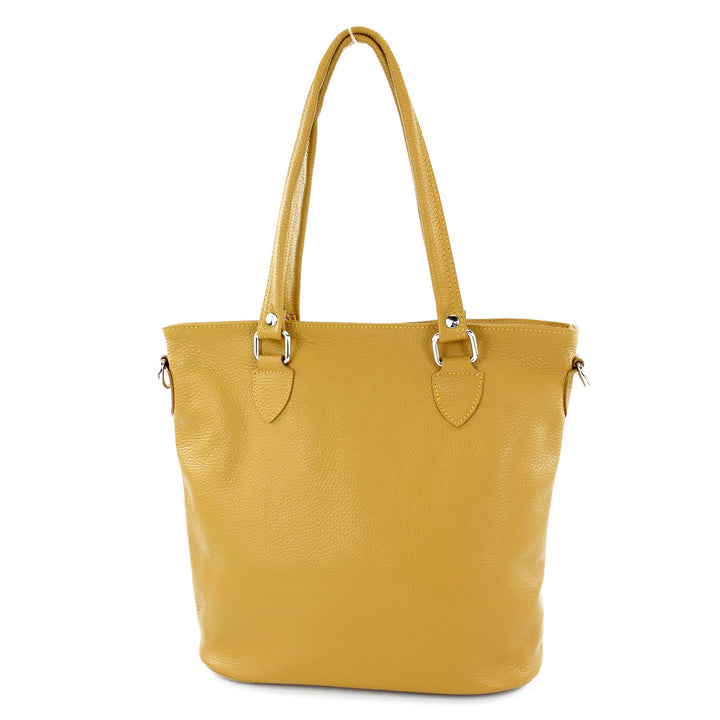 modamoda de - T215 - Italienische Ledertasche Shopper Large Senfgelb, Senfgelb