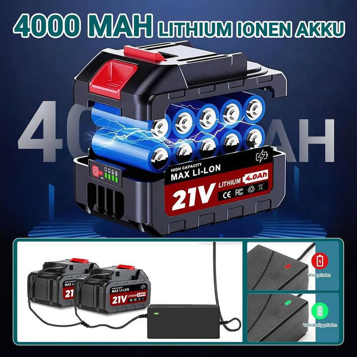 Akku Rasentrimmer für Makita Akkus, Rasentrimmer mit Akku 21V, Rasentrimmer mit Unkrautbürste, Freis