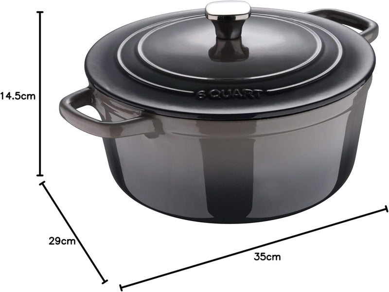 MasterPro Unique | Topf 27cm mit Deckel | Weiss | Aus Gusseisen | Ergonomische Griffe | Kochtopf | G
