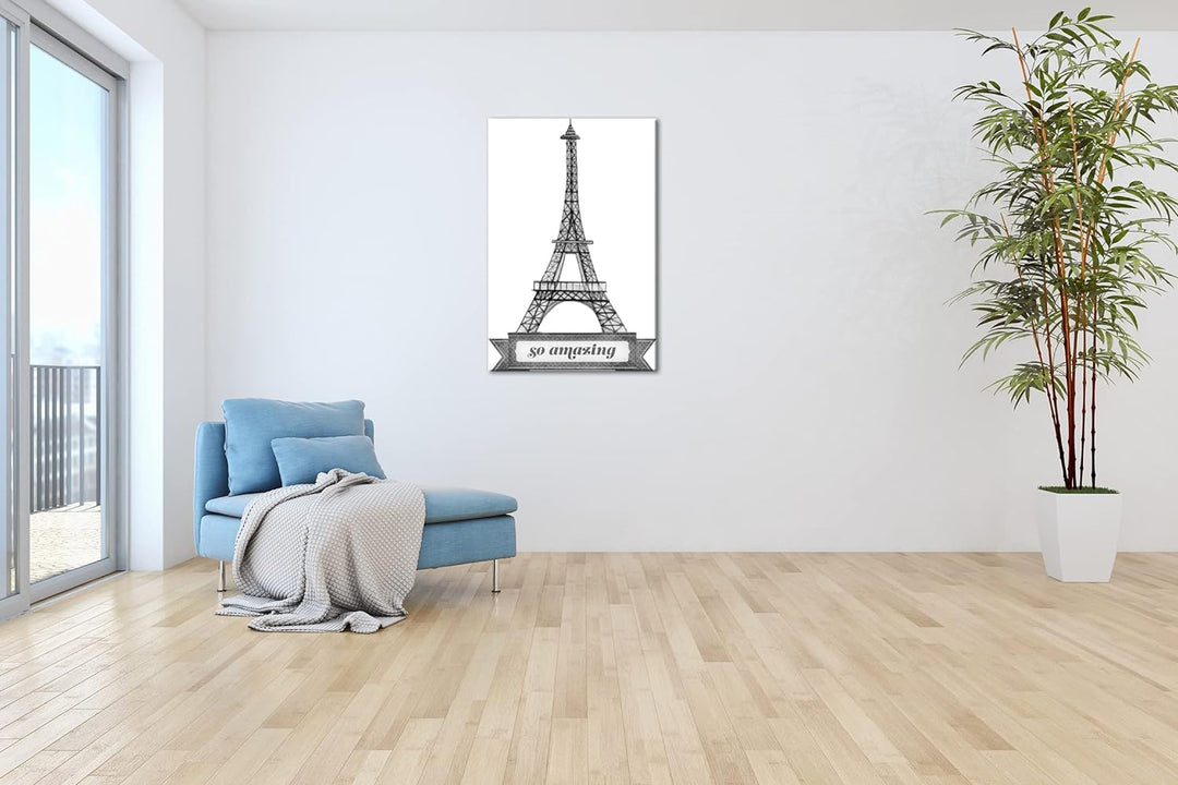 erstaunliche Architektur aus Paris - der Eifelturm Format: 80x60 als Leinwand, Effekt: Schwarz&amp;Weiss