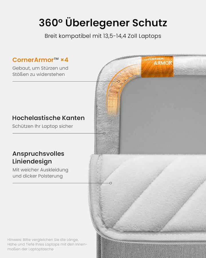 tomtoc 360° Tasche Hülle für 2024 13,5 Zoll Microsoft Surface Laptop 6/5/4, Surface Book, 14,4" Lapt
