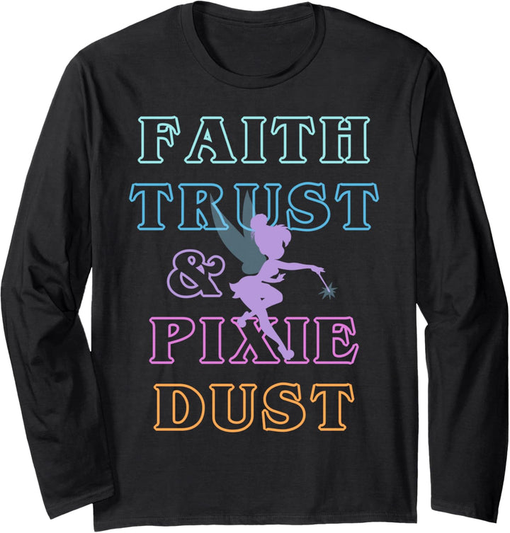 Disney Peter Pan Tinkerbell Faith Trust & Pixie Dust Outline Langarmshirt