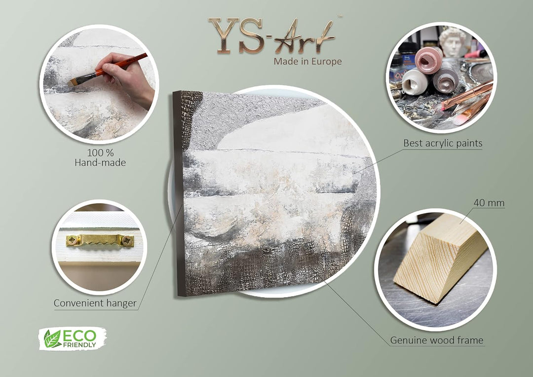 YS-Art Luxus Abstrakt Acryl Gemälde auf Leinwand Aussergewöhnlich handgemalt Wandbilder Wohnzimmer m