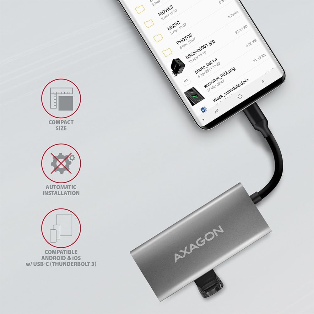 Axagon HMC-4G2 hub & concentrateur USB 3.2 Gen 2 (3.1 Gen 2) Type-C 10000 Mbit/s