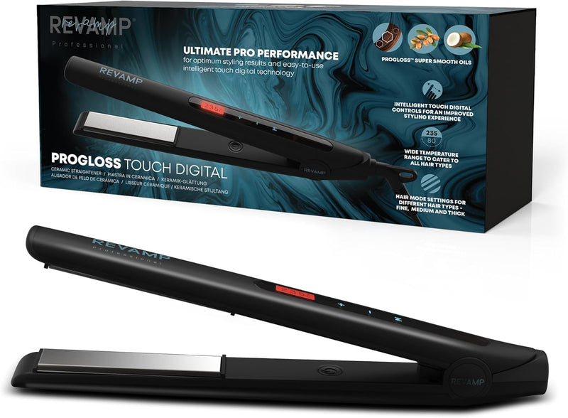 Revamp Progloss Touch Digital Keramik Glätteisen, für professionelles Glätten und Locken, mit optima