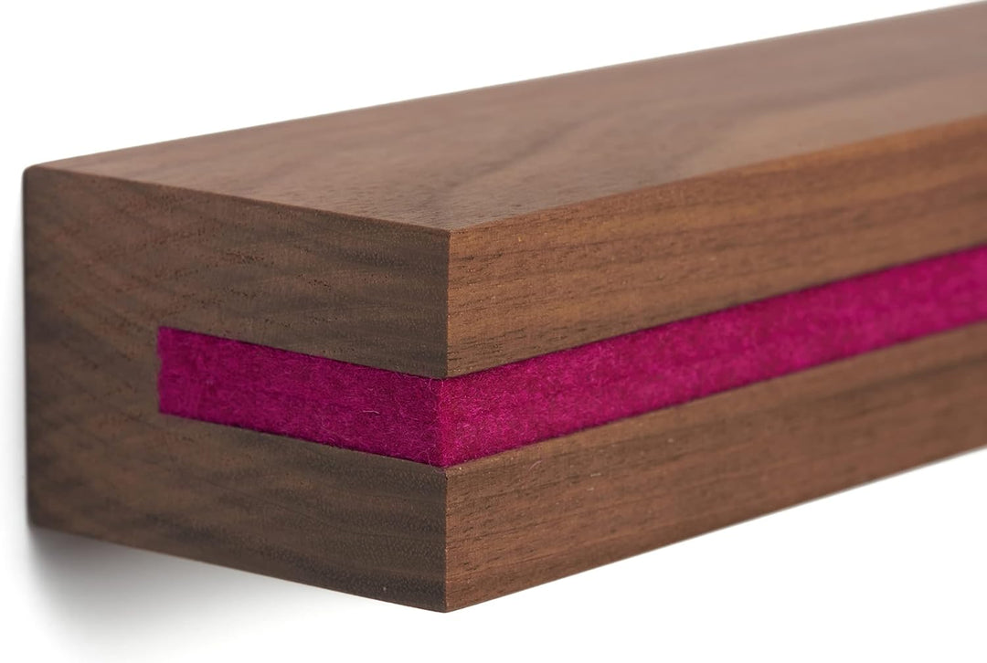 Buchenbusch urban design Schlüsselbrett Holz Nussbaum, Filzeinlage Pink (72 Varianten), Schlüsselhak