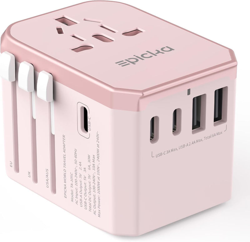 EPICKA Reiseadapter Weltweit, Universal Reisestecker Adapter 30W, Internationaler Steckdosenadapter