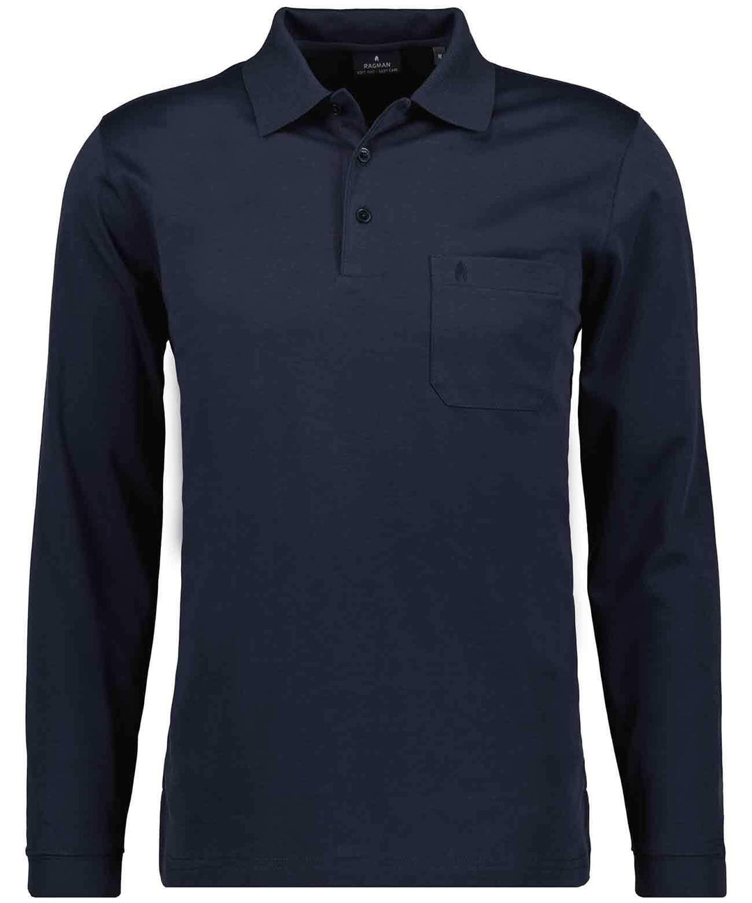 RAGMAN Herren Softknit-Polo mit Brusttasche, Langarm S Marine, S Marine