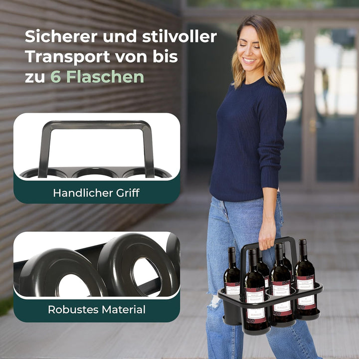 Novaliv 2x Flaschenträger für 12 Flaschen - Stabiler Halt - Getränkekorb Kunststoff, Stapelbar, 32x2
