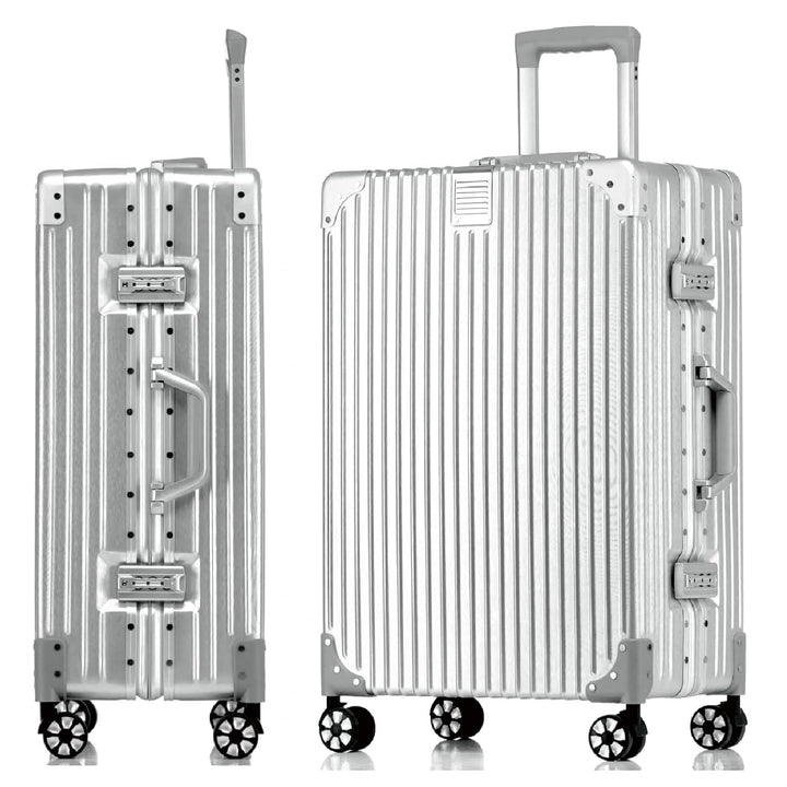 Aoliwei Aluminiumrahmen Koffer M (57cm) Handgepäck – Leichter 100% PC Hartschalen-Trolley in Metall-