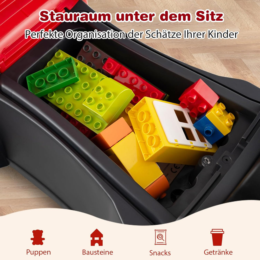 COSTWAY 2 in 1 Rutschauto, Polizeiauto mit Lenkrad, LED-Licht, Hupe & Musik, Rutscher Auto mit Staur