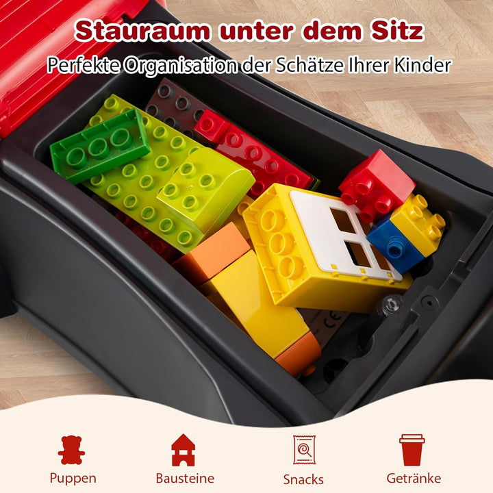 COSTWAY 2 in 1 Rutschauto, Polizeiauto mit Lenkrad, LED-Licht, Hupe & Musik, Rutscher Auto mit Staur