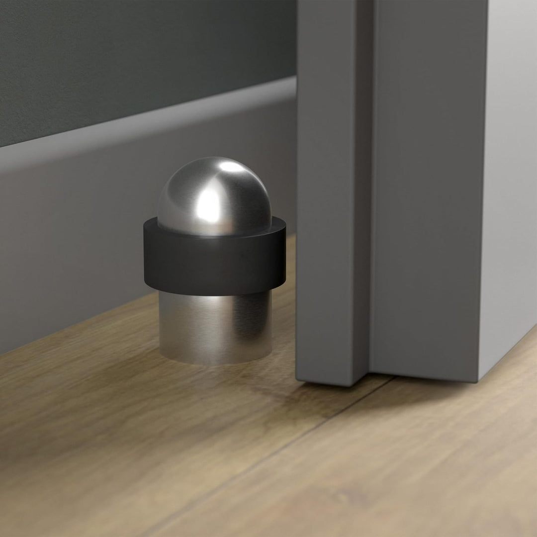 4 x SO-TECH® Bodentürstopper POLL Ø 35 mm echt Edelstahl gebürstet massiv Türstopper für Bodenmontag
