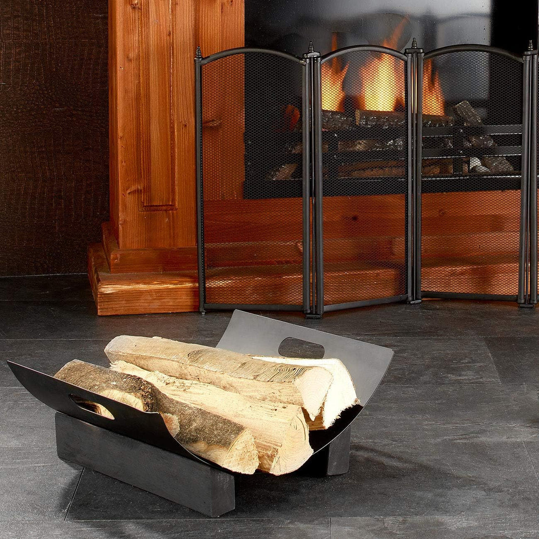 Carlo Milano Kaminholzkorb Metall: Metall-Holzkorb für dekorative Brennholz-Lagerung (Holzkorb Kamin