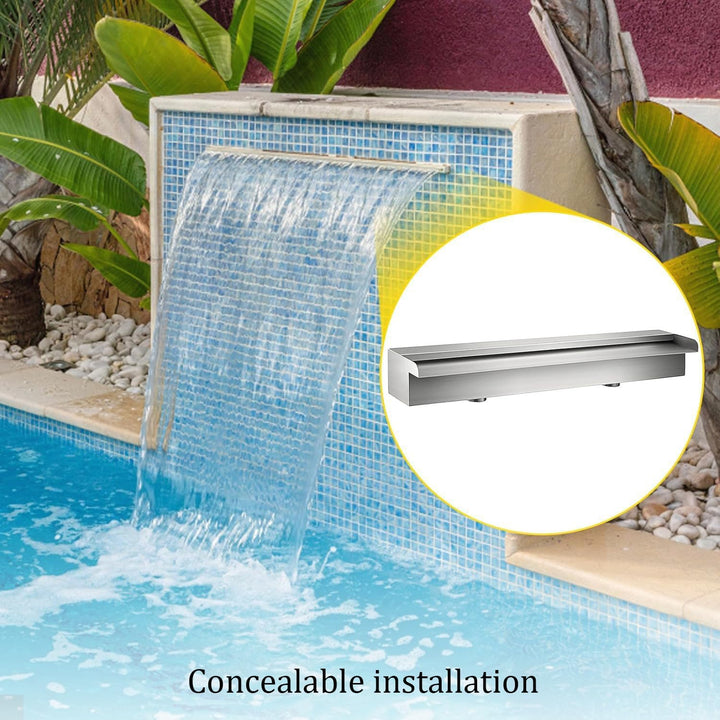 Edelstahl Wasserfall Element 60cm,Teich Wasserfall Spillway Pool Brunnen Wasser Feature,Edelstahl Te