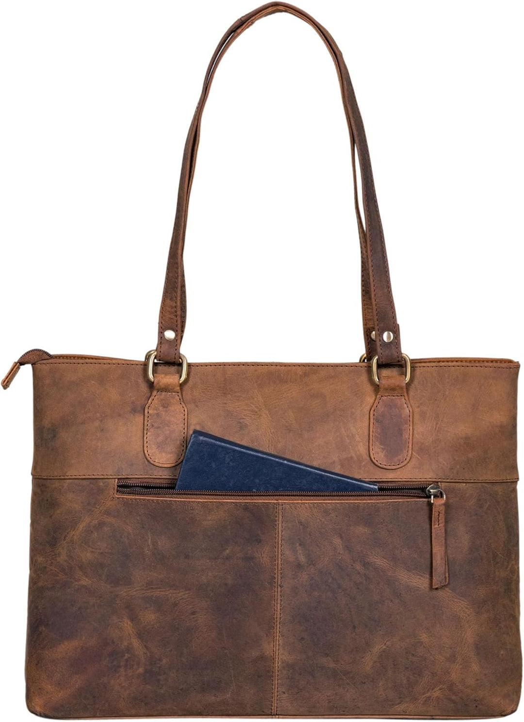 ROYALZ 'Augustine' Vintage Echtleder Handtasche Damen mittelgross Leder Henkeltasche Schultertasche
