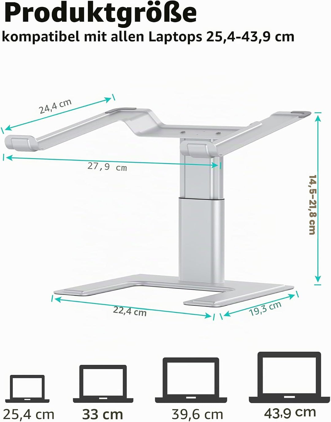 ALASHI Laptop-Ständer für Schreibtisch, Computer-Ständer, höhenverstellbar, ergonomischer Notebook-L
