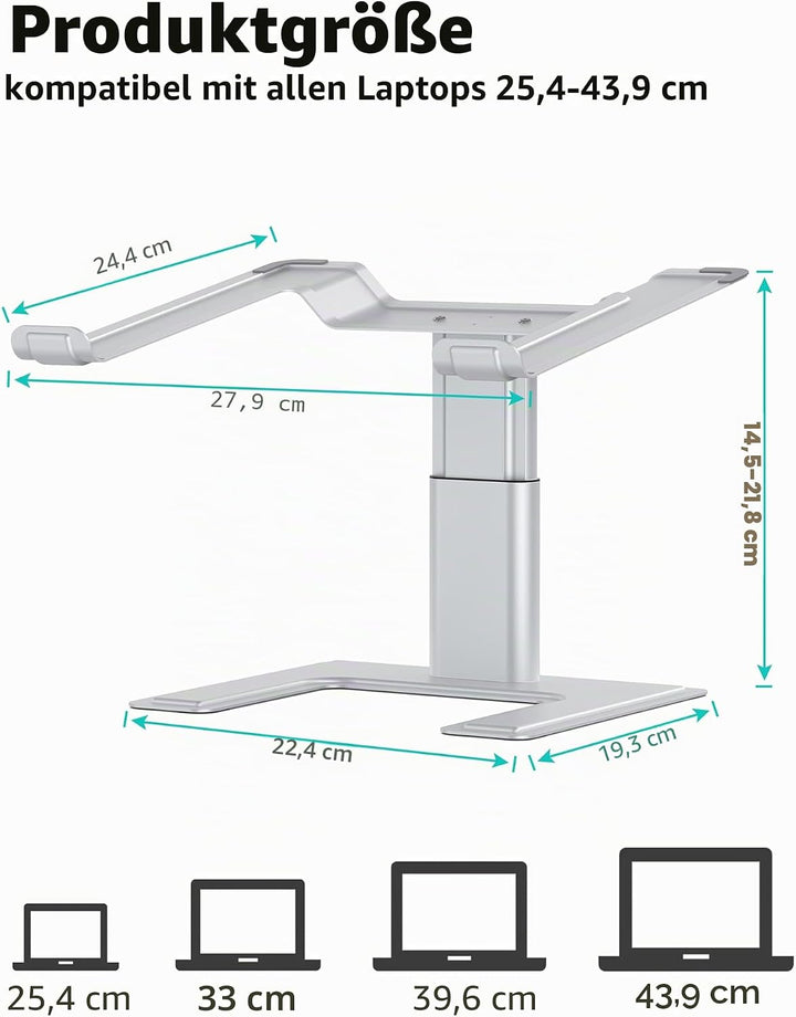 ALASHI Laptop-Ständer für Schreibtisch, Computer-Ständer, höhenverstellbar, ergonomischer Notebook-L