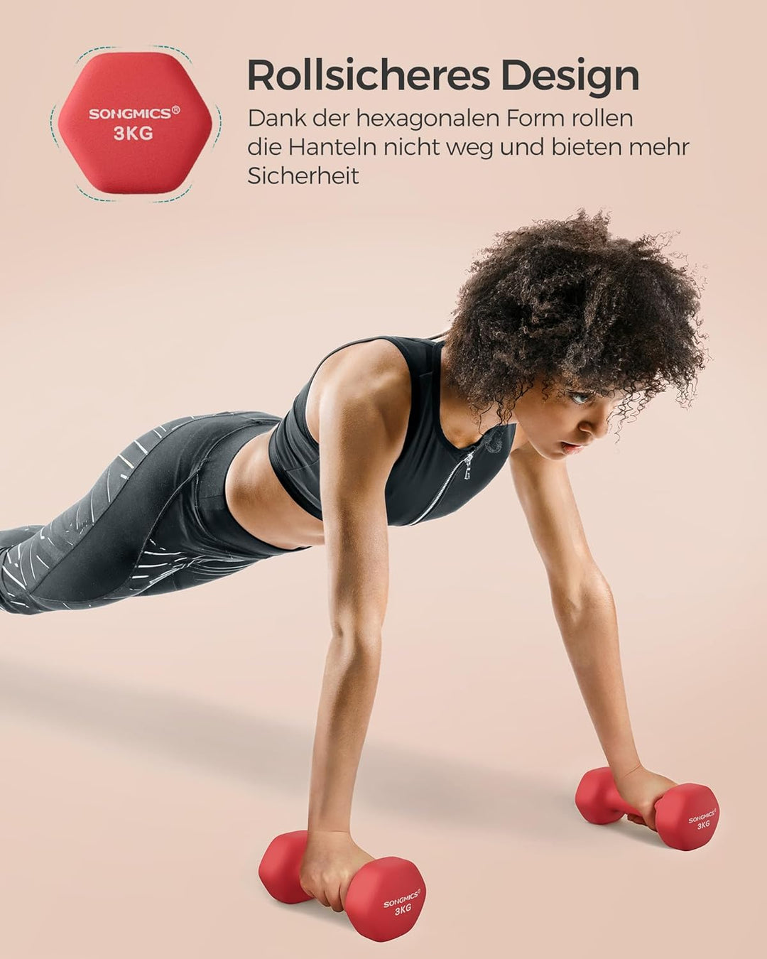 SONGMICS Hanteln, 2er Set,Hantelset, Kurzhanteln, Hexagon, Neopren-Beschichtung, Krafttraining, Work