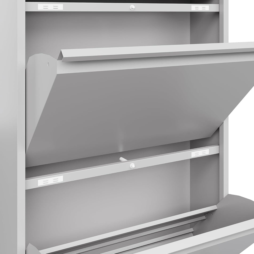 VEEHAUS Schuhregal Schmal Metall Schuhschrank Hoch Schuhkipper mit Magnetische Abdeckung Metall Mont