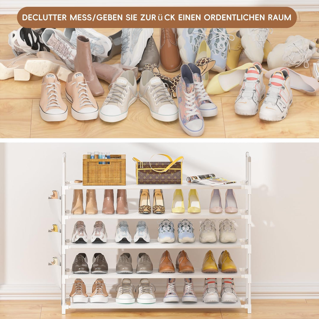 OYREL Schuhregal 5 Ebenen weiss Schuhständer Schuhorganizer für 20-25 Paar Schuhe Platzsparend & Sta