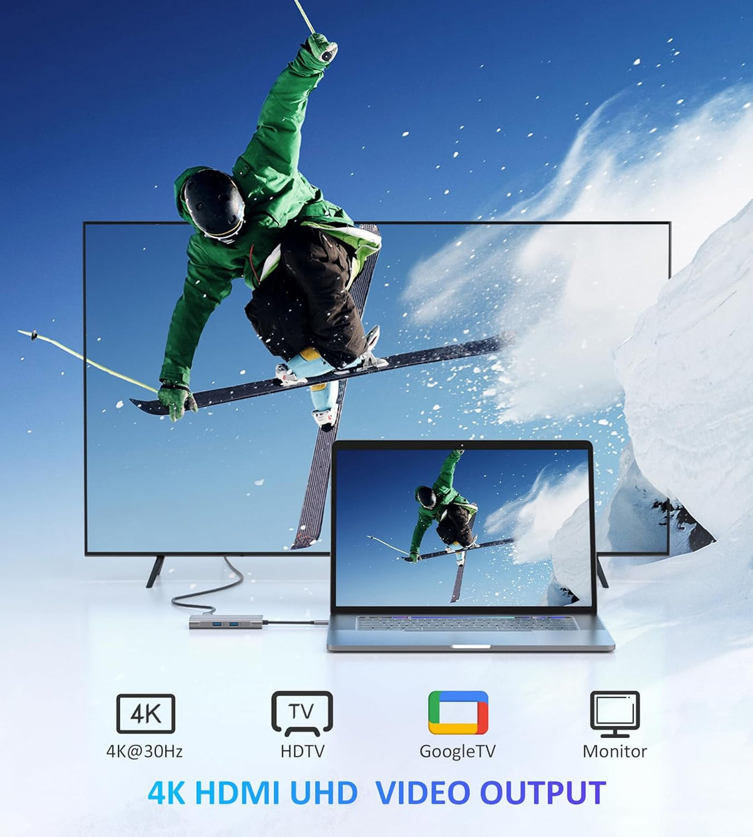USB C Hub, UtechSmart Ethernet Multiport Adapter, 6 in 1 zu HDMI Dock kompatibel für MacBook Pro/Air