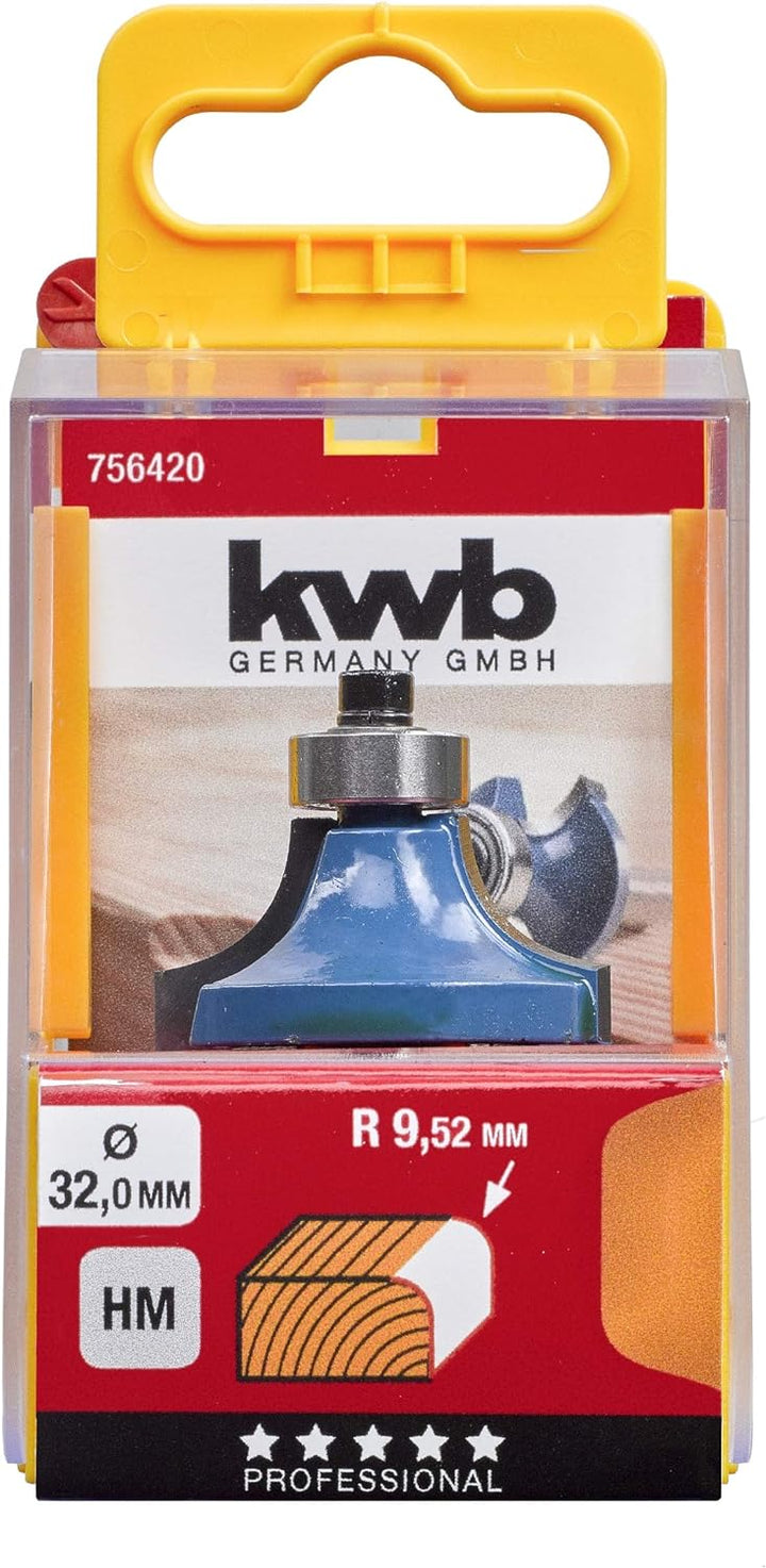 kwb Abrundfräser Ø 32 mm, hartmetallbestückt mit Anlaufkugellager, präzisem Spannschaft und optimier
