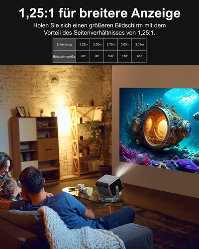 ULTIMEA Beamer 4K Unterstützung Android TV 11.0 mit Netflix, tragbarer Outdoor Beamer mit 90° Gimbal