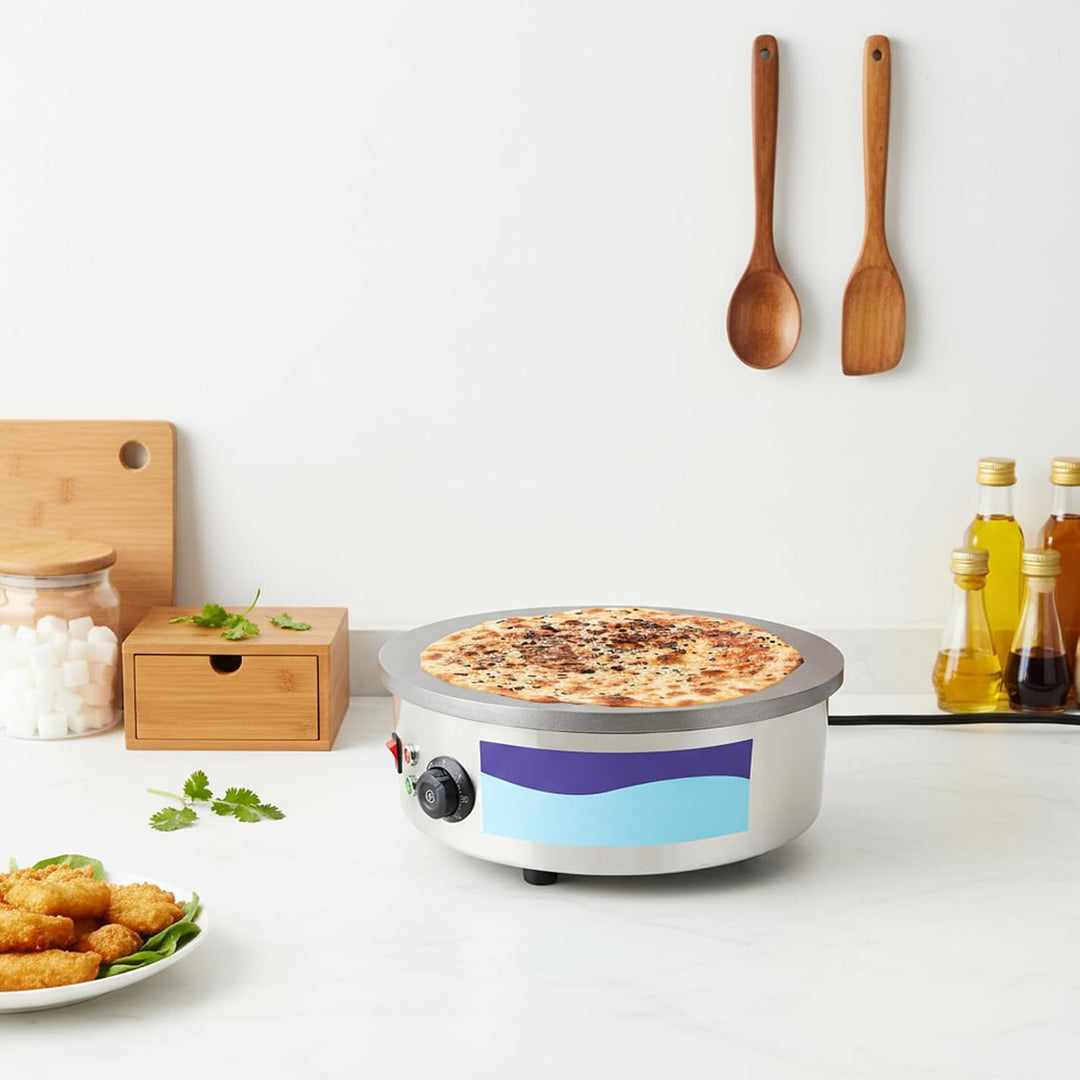 220V 3KW Gastro Crepes Maker mit Ø 450 mm Gusseisen Crepesplatte, 50-300 °C Temperaturr Einstellbar