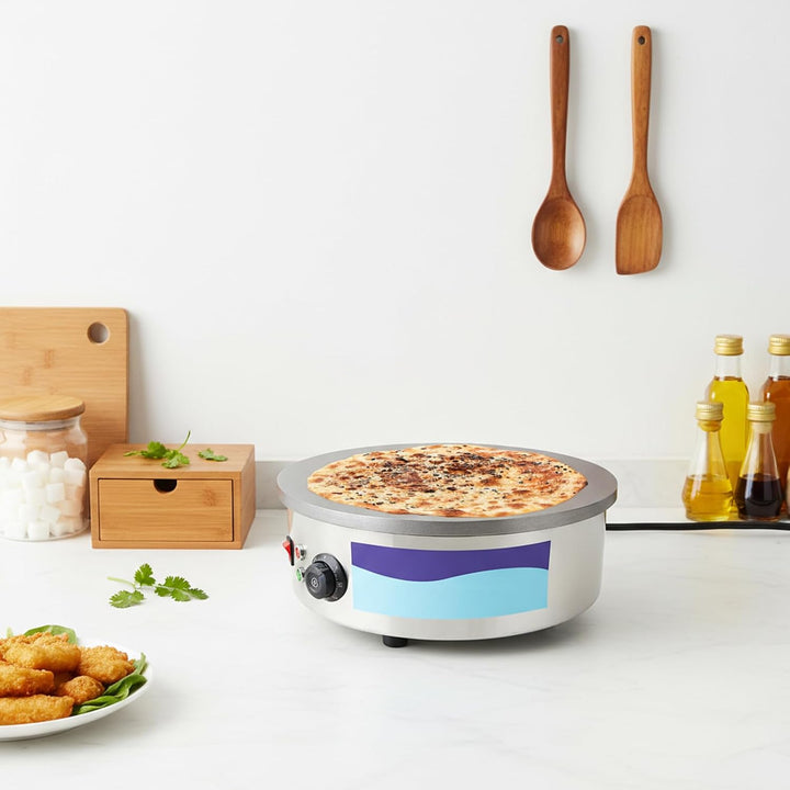 220V 3KW Gastro Crepes Maker mit Ø 450 mm Gusseisen Crepesplatte, 50-300 °C Temperaturr Einstellbar