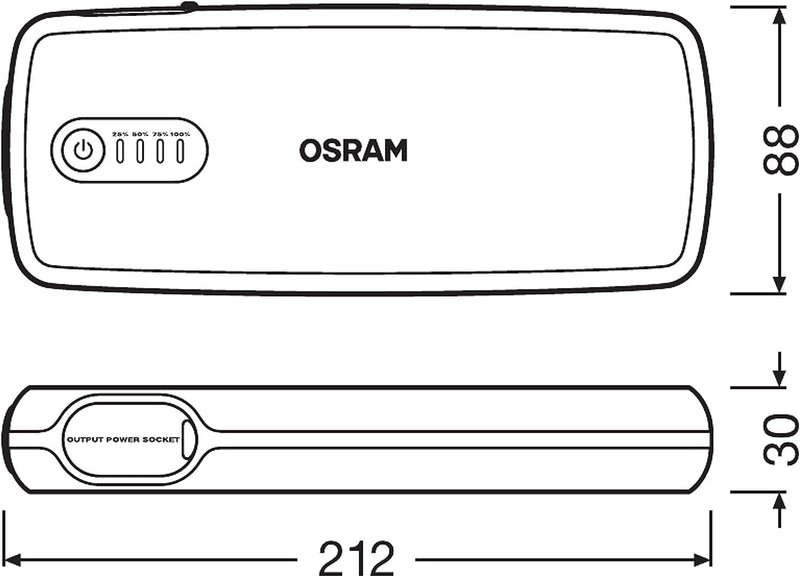 OSRAM BATTERYstart 400, KFZ Starthilfe, Lithium Batteriestarter 2000A 12V mit Powerbank Funktion für