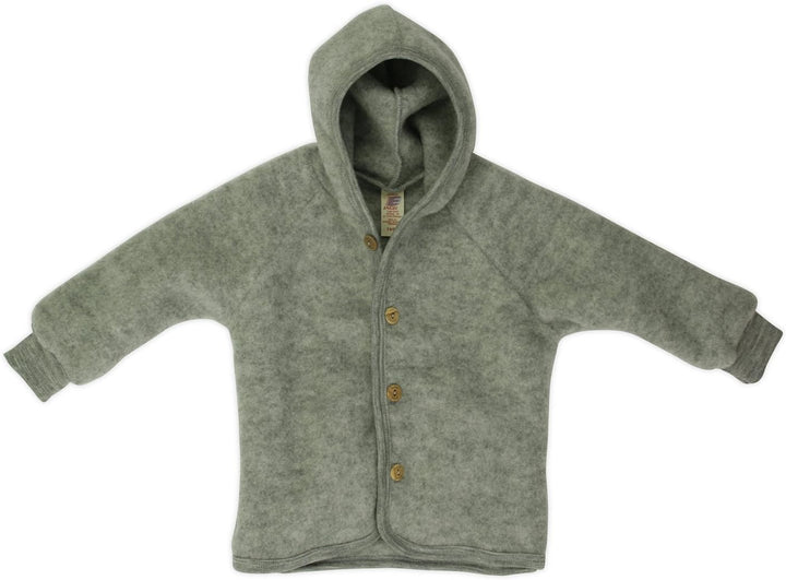 Engel Baby Jacke mit Kapuze Wollfleece 50-56 Hellgrau Melange, 50-56 Hellgrau Melange