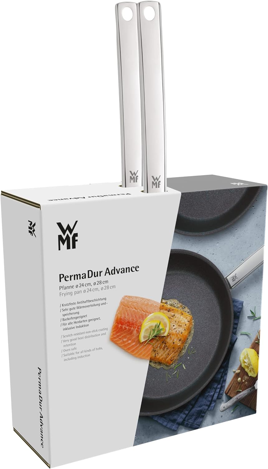 WMF Permadur Advance Pfannenset Induktion 2-teilig, Bratpfanne 28 + 24 cm, Edelstahlpfanne, Cromarga