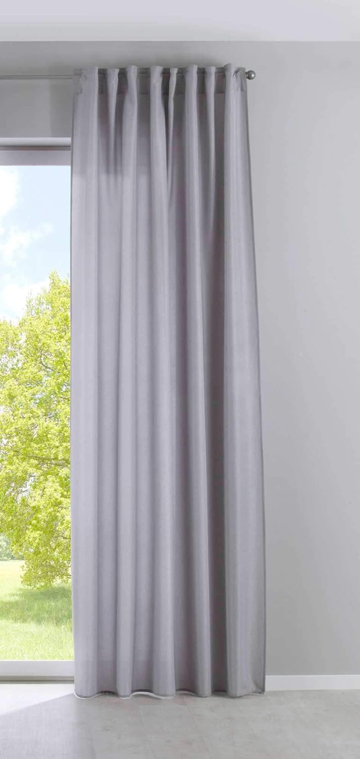2er Set Vorhänge Verdeckte Schlaufen Cationic »JENA« HxB 225x140 cm Silber Blickdicht Leinen Optik G